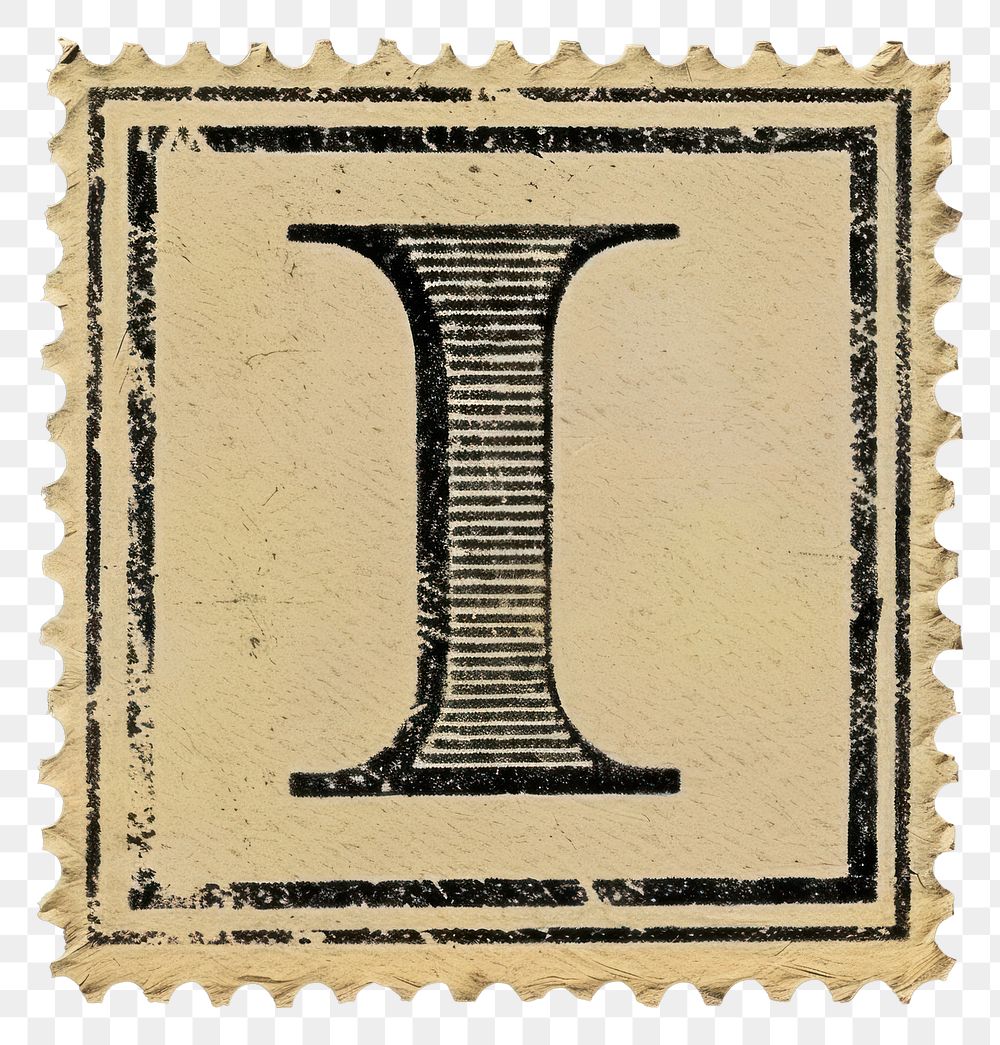 PNG  Stamp with alphabet I paper font text.