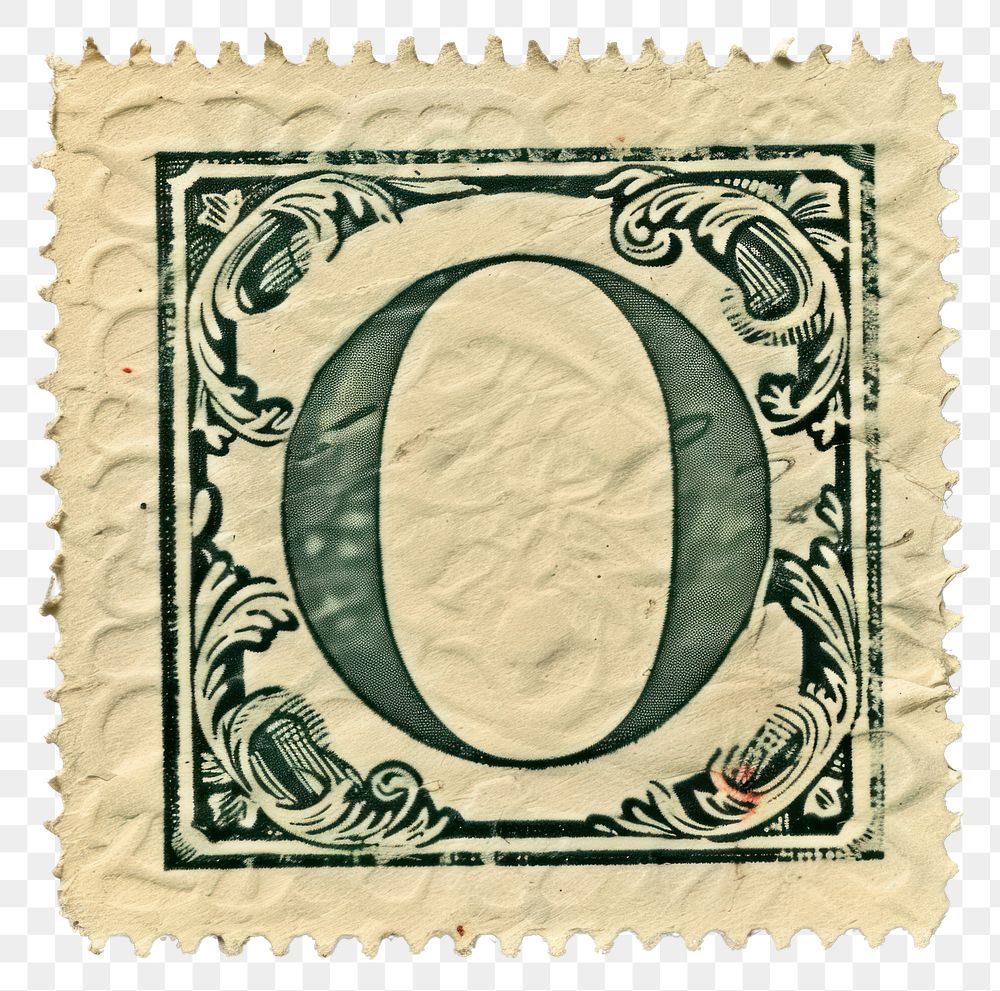 PNG  Stamp with alphabet O paper font currency.