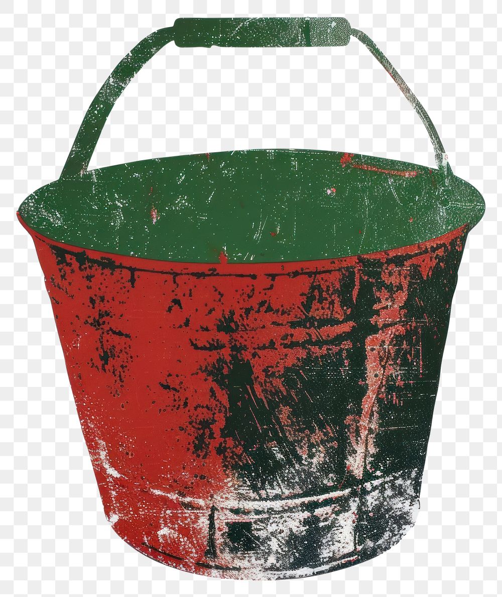 PNG Silkscreen of a Bucket bucket green red.