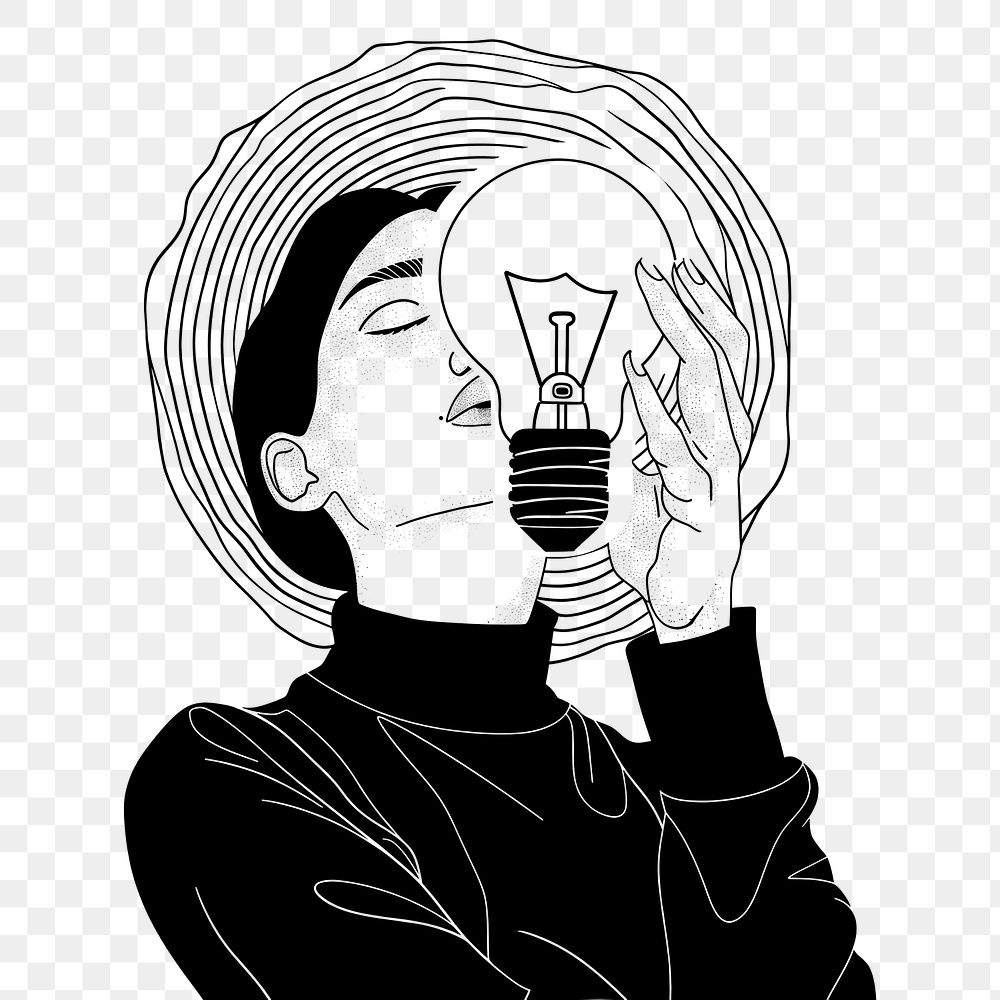 PNG  Person holding light bulb lightbulb drawing sketch.