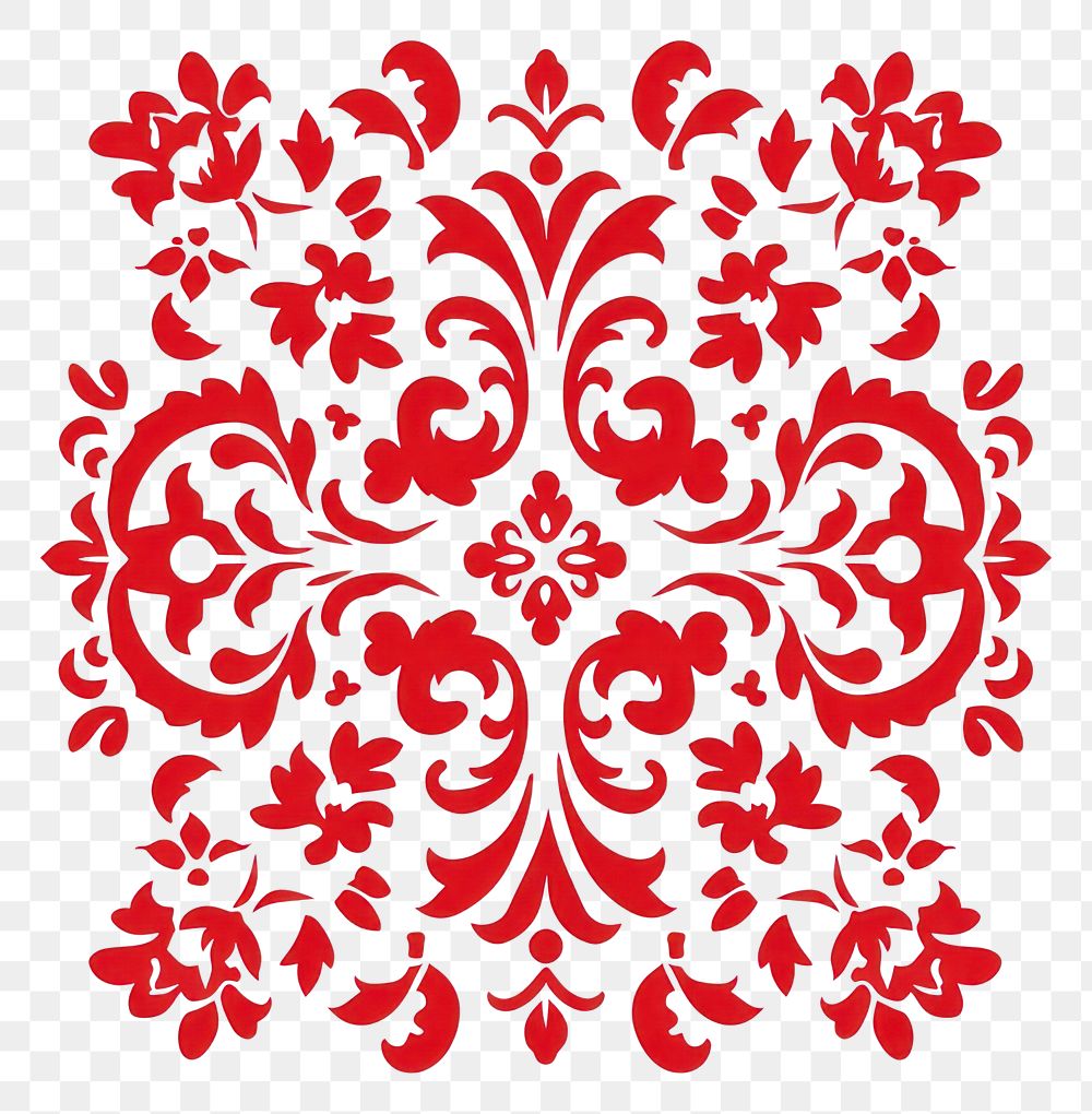 PNG Flat design red damask pattern white background creativity.