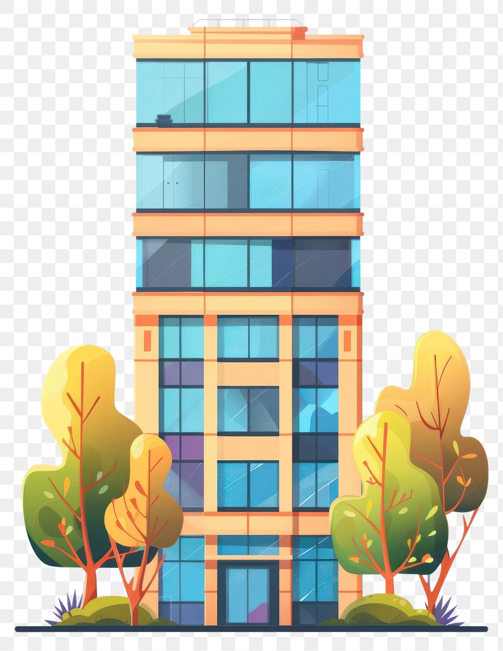 PNG Office building architecture cartoon city.