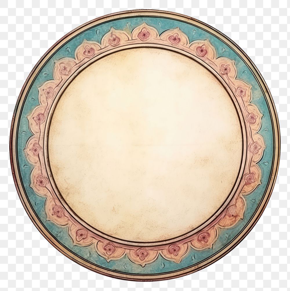 PNG Vintage frame art nouveau porcelain platter circle.