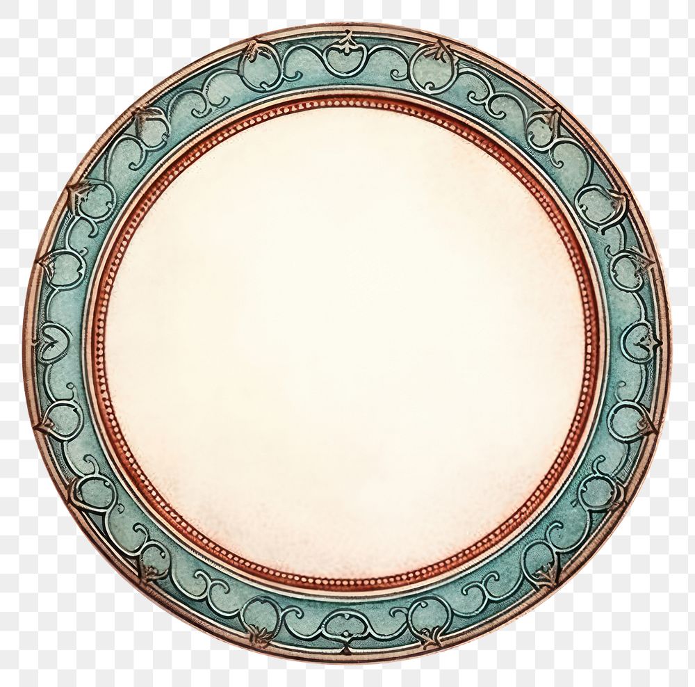 PNG Vintage frame art nouveau porcelain platter circle.