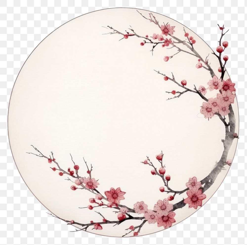 PNG Vintage frame sakura blossom flower circle