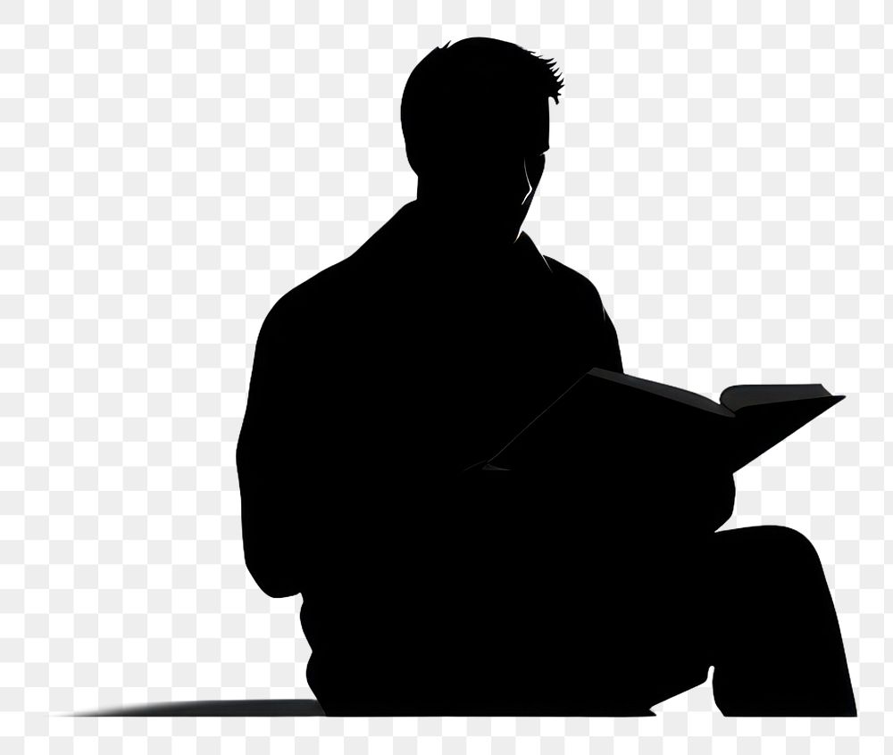 PNG Book silhouette clip art sitting adult white background.