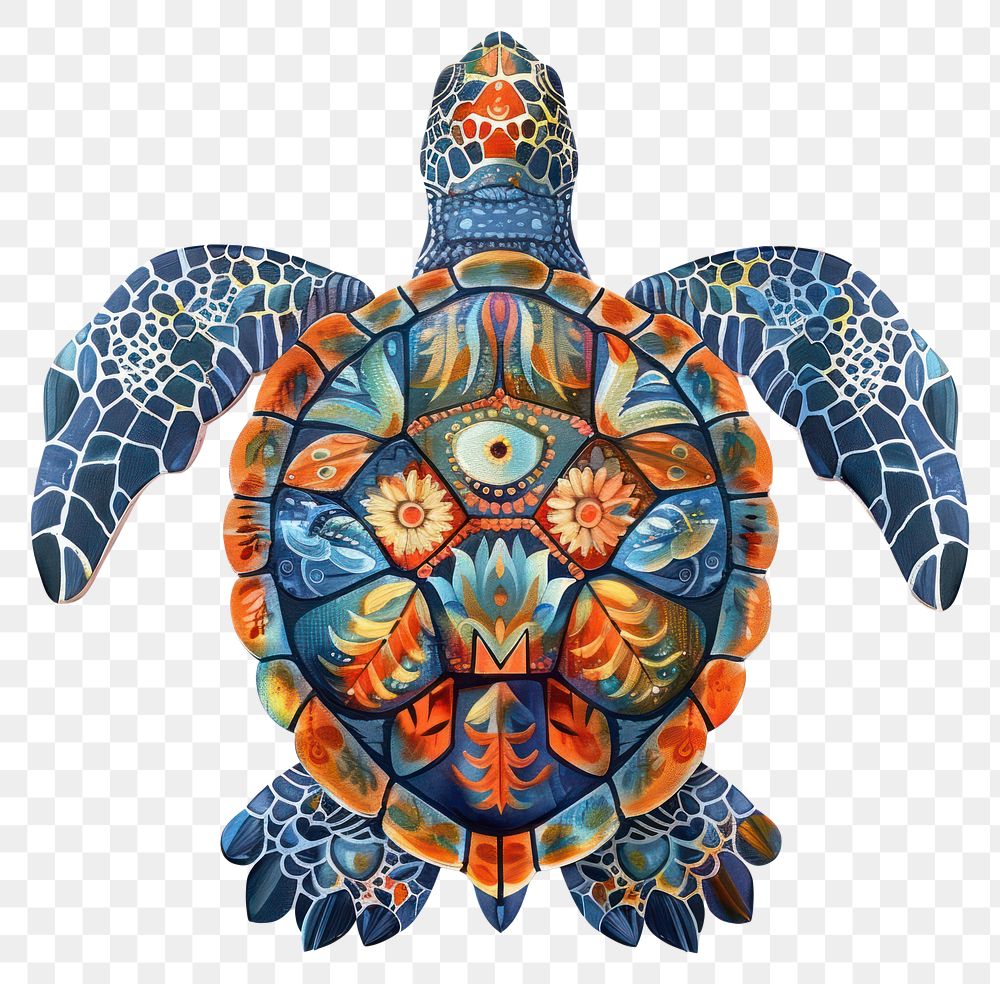 Acrylic Painting on Turtle shape reptile animal turtle.