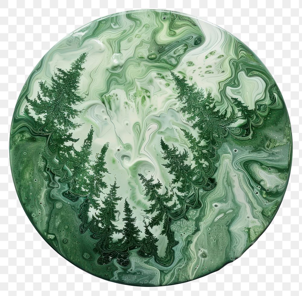 Acrylic pouring forest shape plant tree.