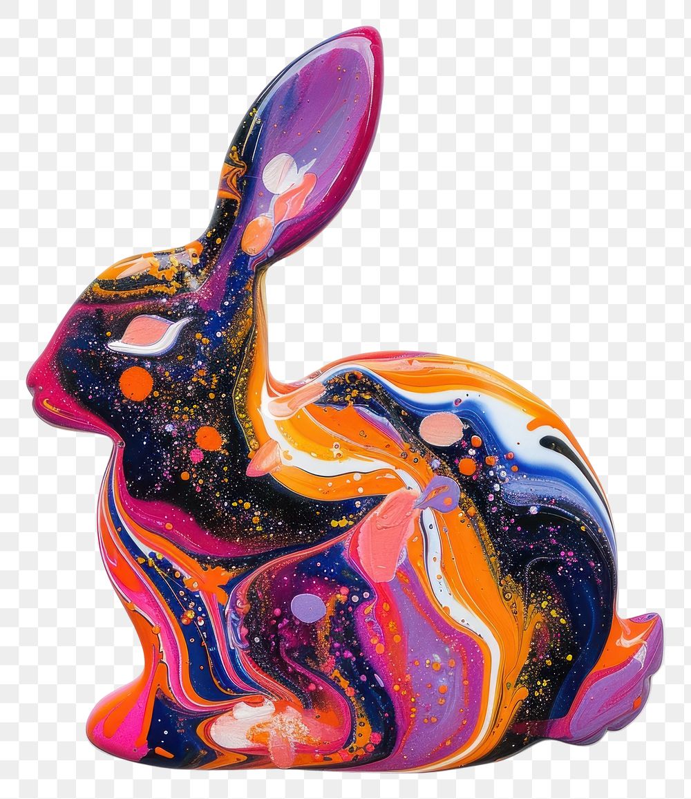 Resin shape rabbit purple art representation.