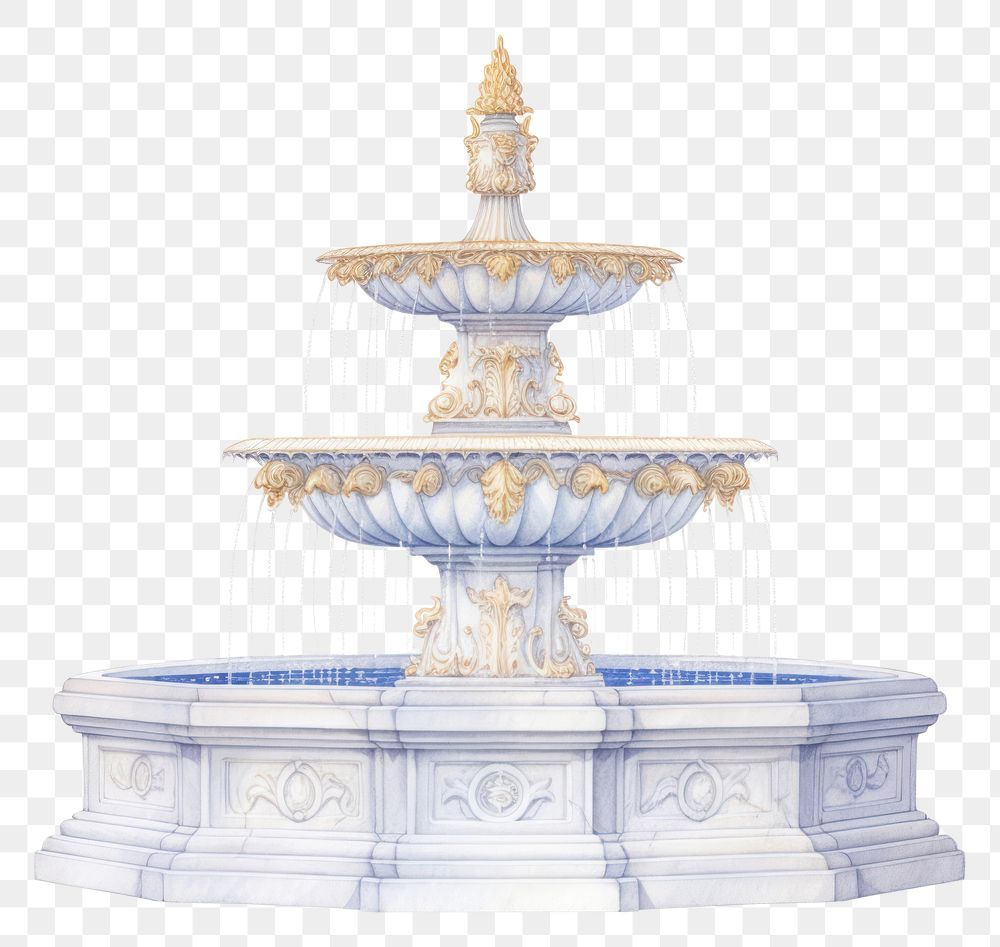 PNG Fountain fountain architecture white background