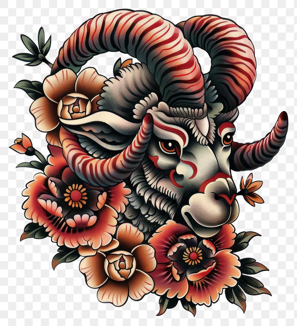 PNG Illustration of Aries livestock pattern drawing.