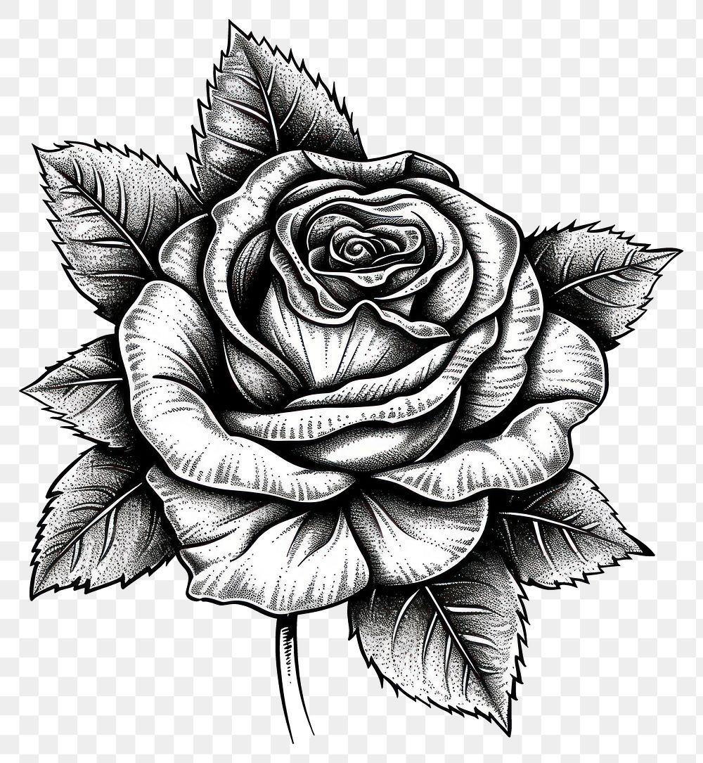 PNG Illustration of rose flower drawing sketch tattoo