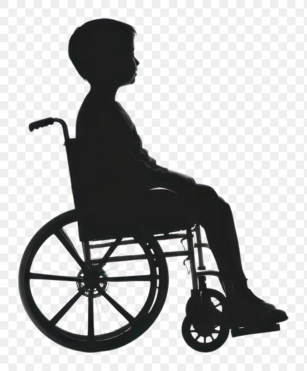 PNG Child in Wheelchair silhouette clip art wheelchair white background transportation.