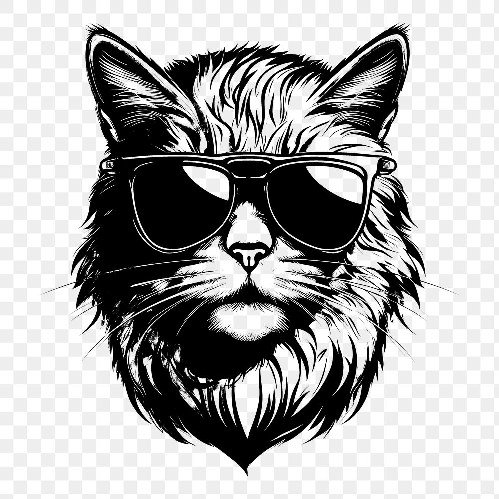 PNG Cool cat sunglasses drawing mammal.