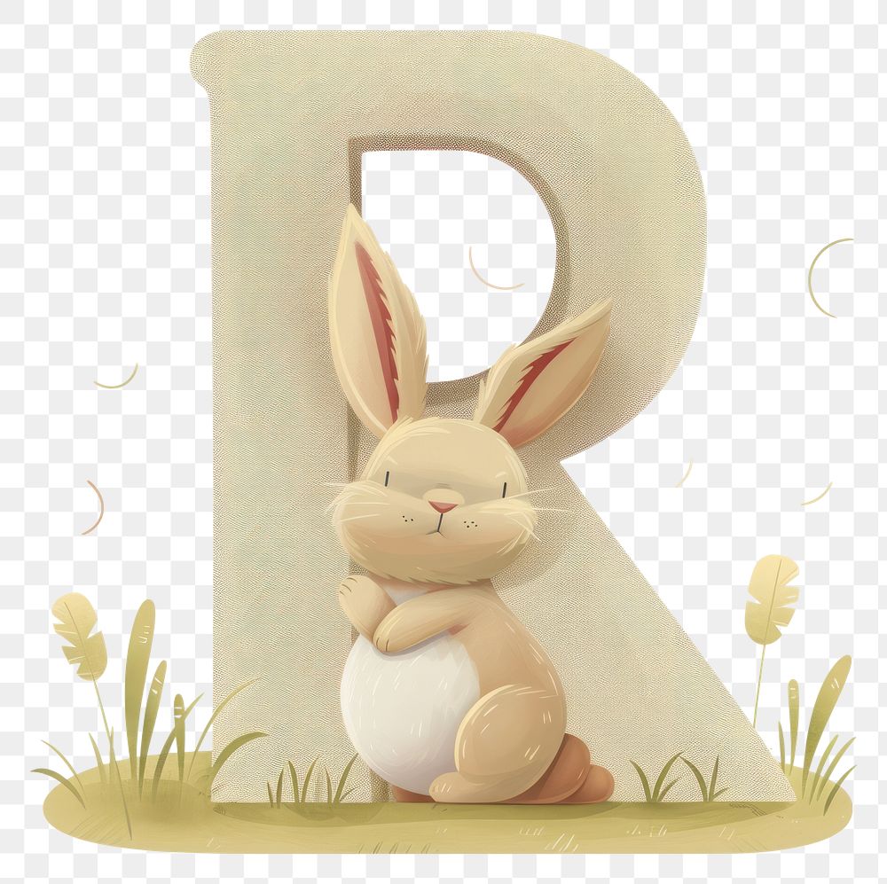 PNG Letter R and Rabbit mammal rabbit cartoon.