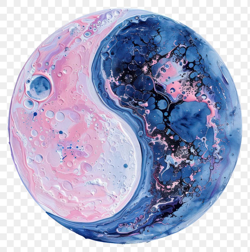 Acrylic pouring moon sphere shape space.