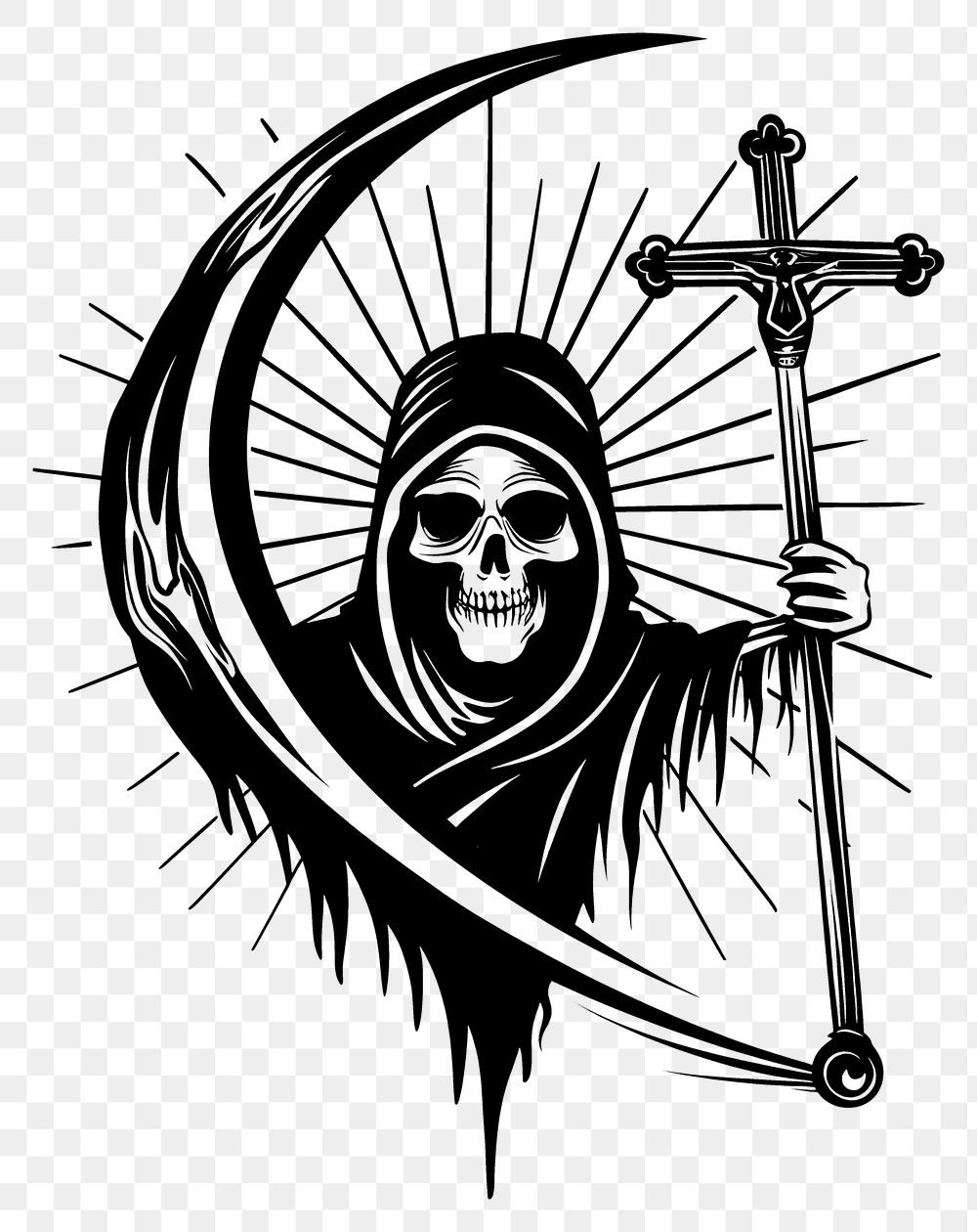 PNG Grim Reaper symbol black logo.