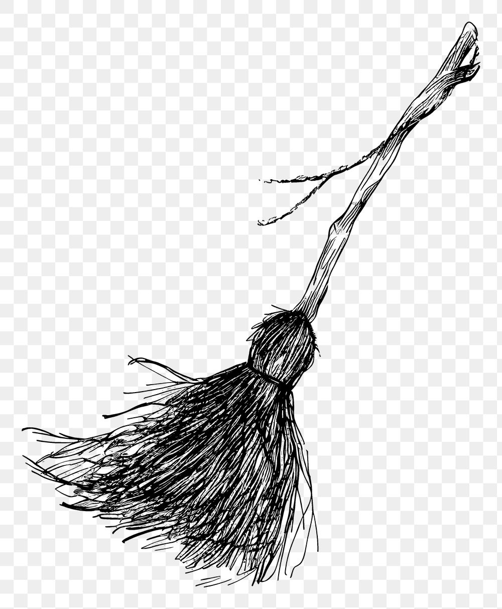 PNG Witch broom drawing sketch illustrated.