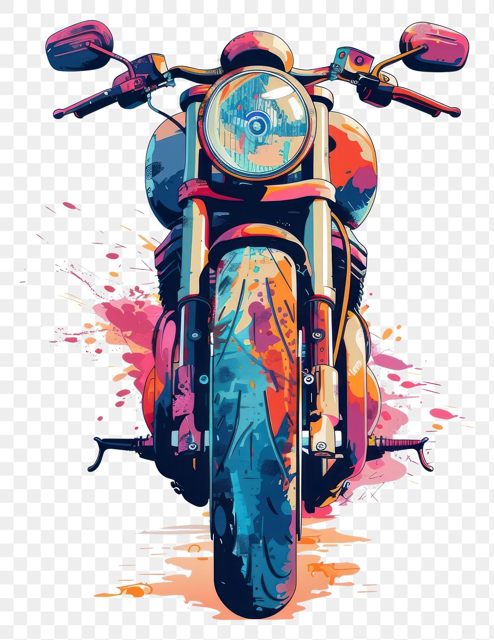 PNG Graffiti motorcycle vehicle art white background