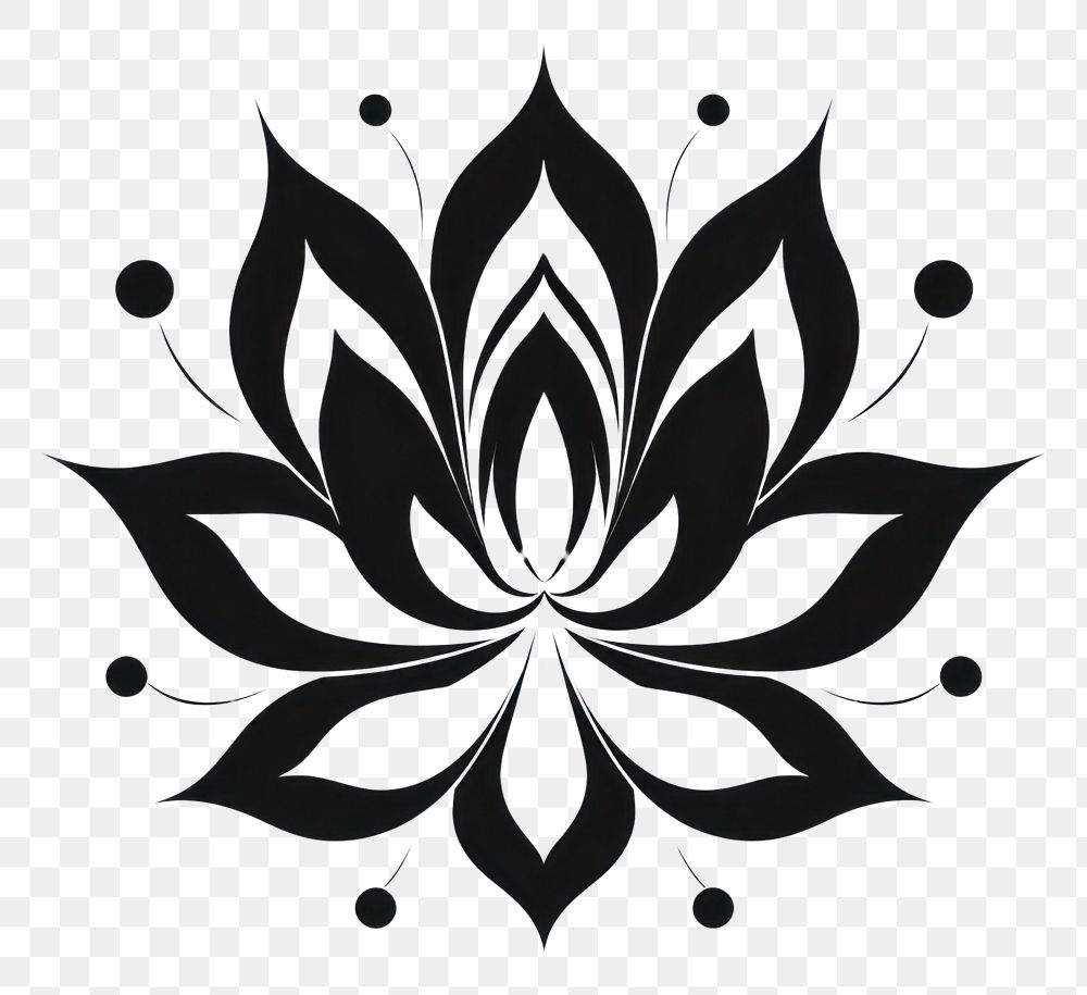 PNG Lotus pattern white black.