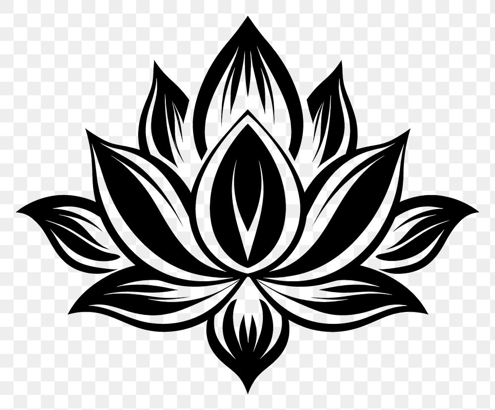 PNG Lotus pattern white black