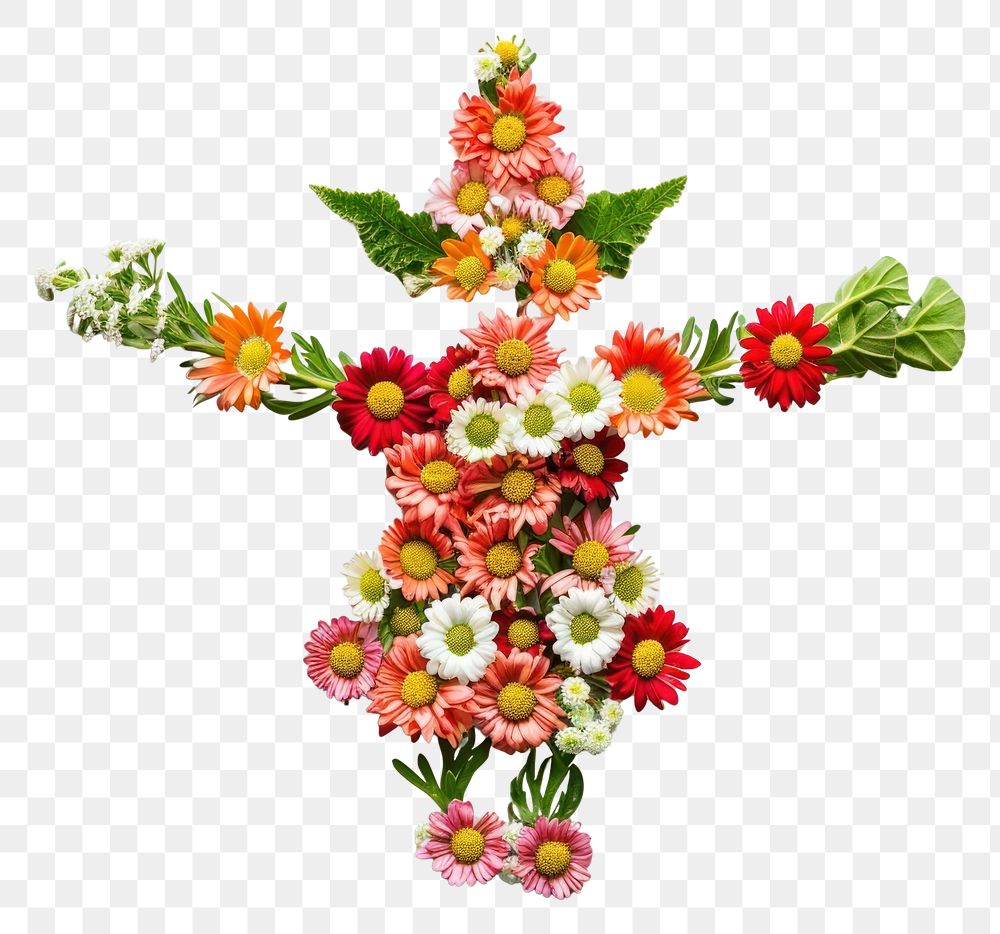 PNG Flat floral elf shape flower symbol cross.