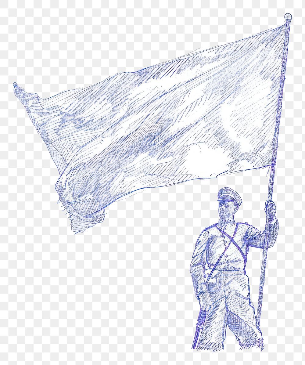 PNG Vintage drawing and holding a flag sketch paper adult.