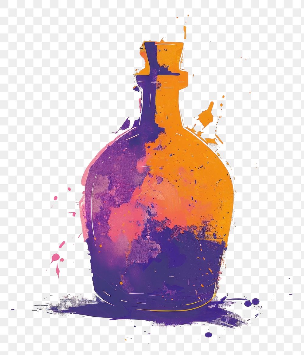 PNG Silkscreen of a potion art bottle purple.