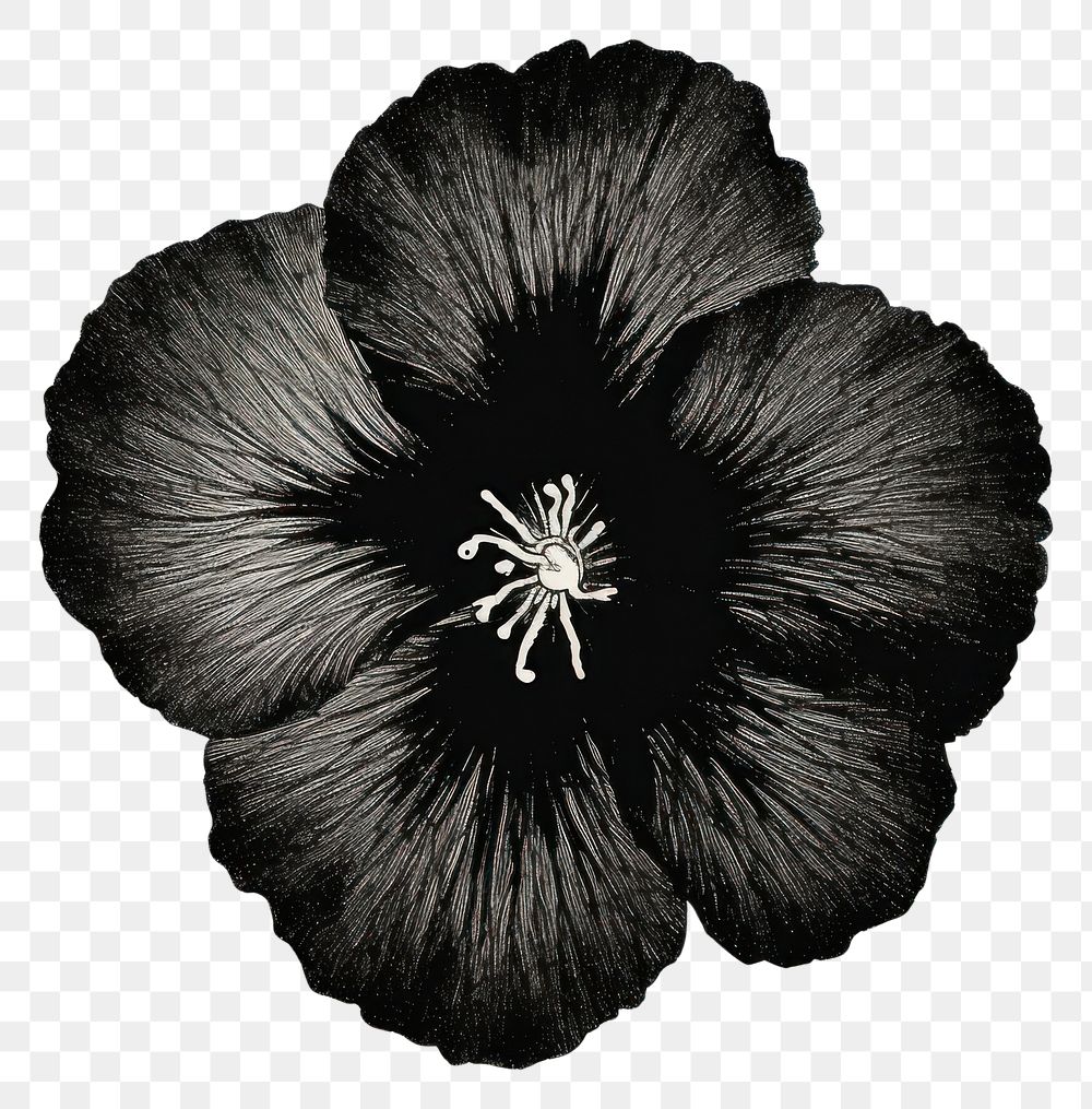 PNG Silkscreen of a pansy hibiscus flower nature.