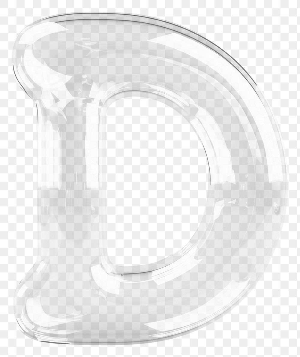 Letter D glass white text.