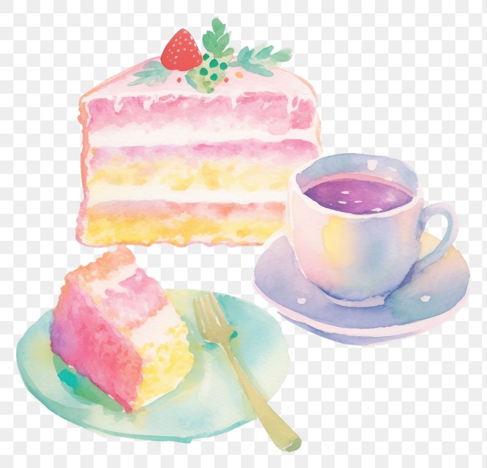 PNG Tea and cake dessert strawberry food cup.