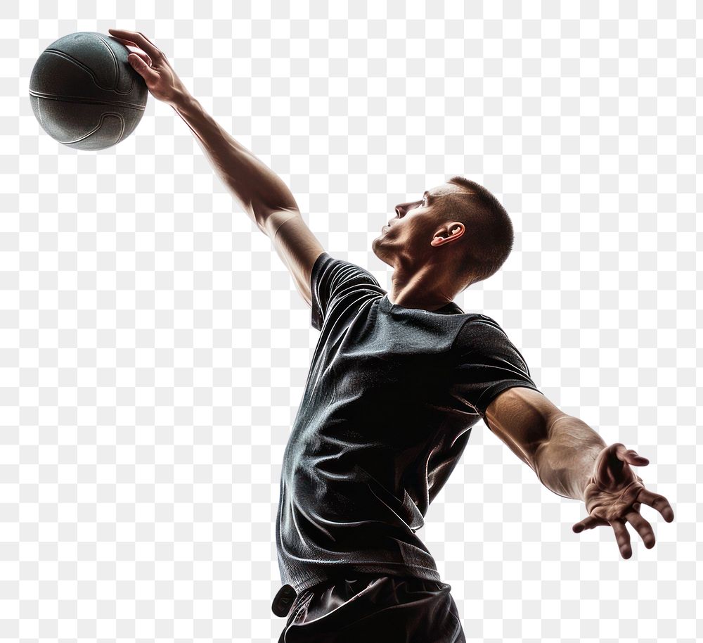 PNG Biracial man throwing ball basketball sports determination.