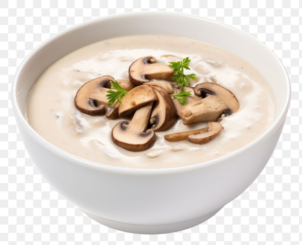 PNG Delicious cream Bowl of mushroom soup bowl food meal.