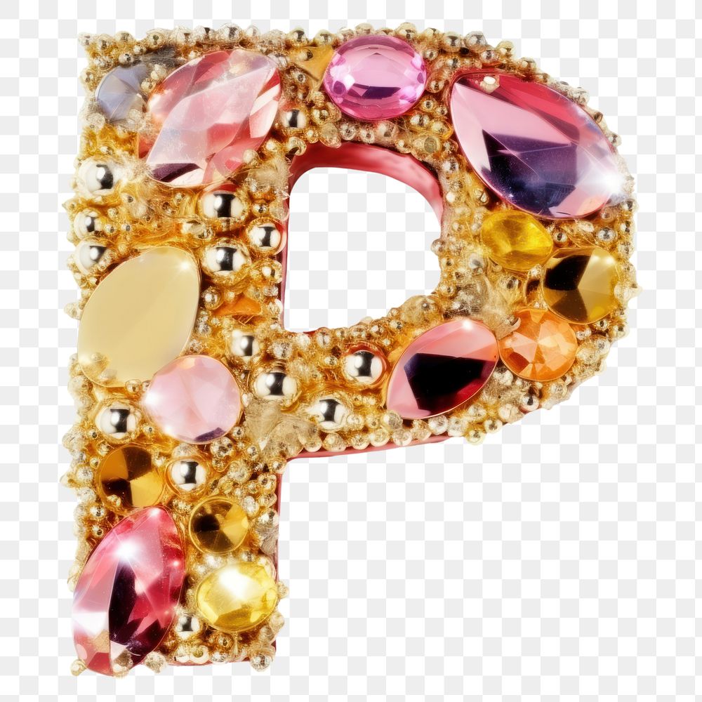 PNG Glitter letter P jewelry white background bling-bling.