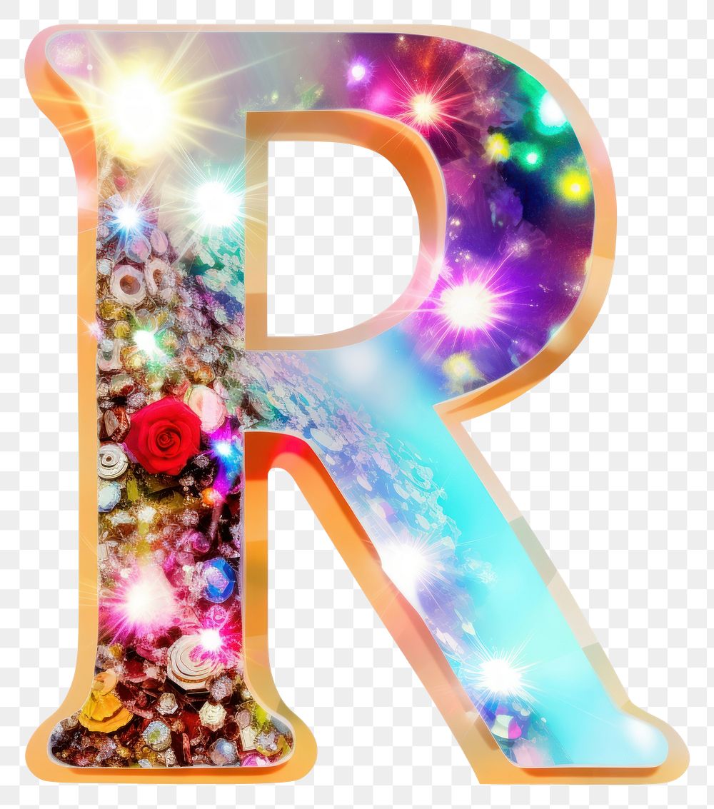 PNG Glitter letter R shape text white background.