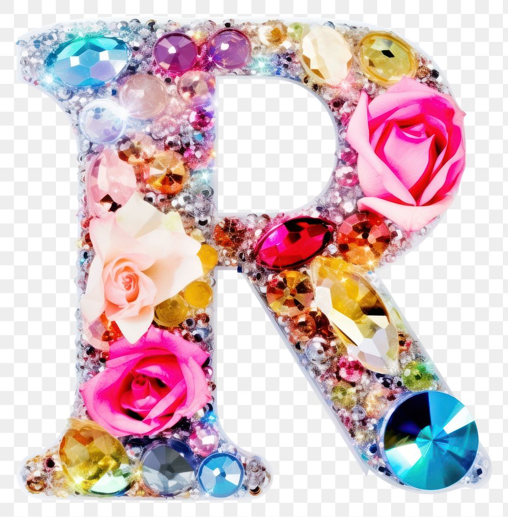 PNG Glitter letter R jewelry text white background.