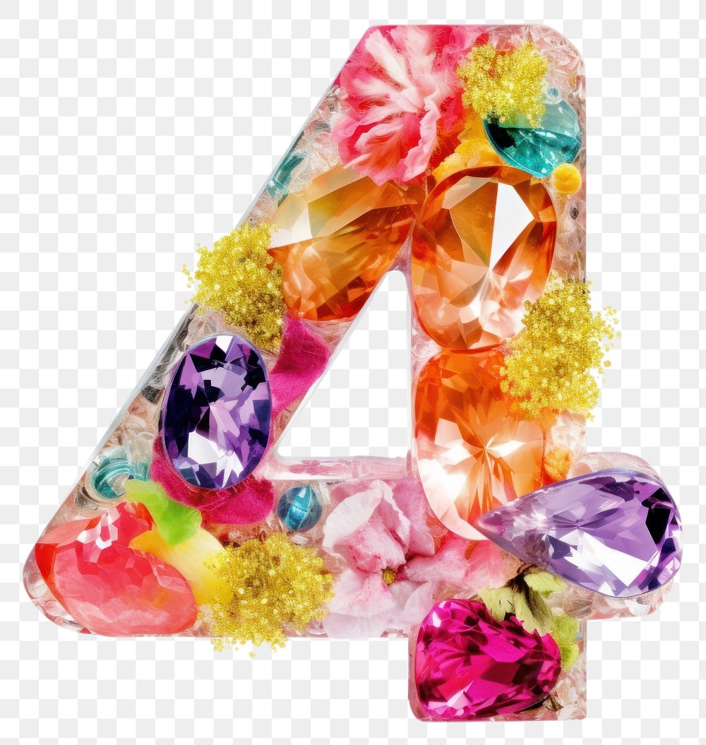 PNG Glitter number letter 4 jewelry white background celebration.