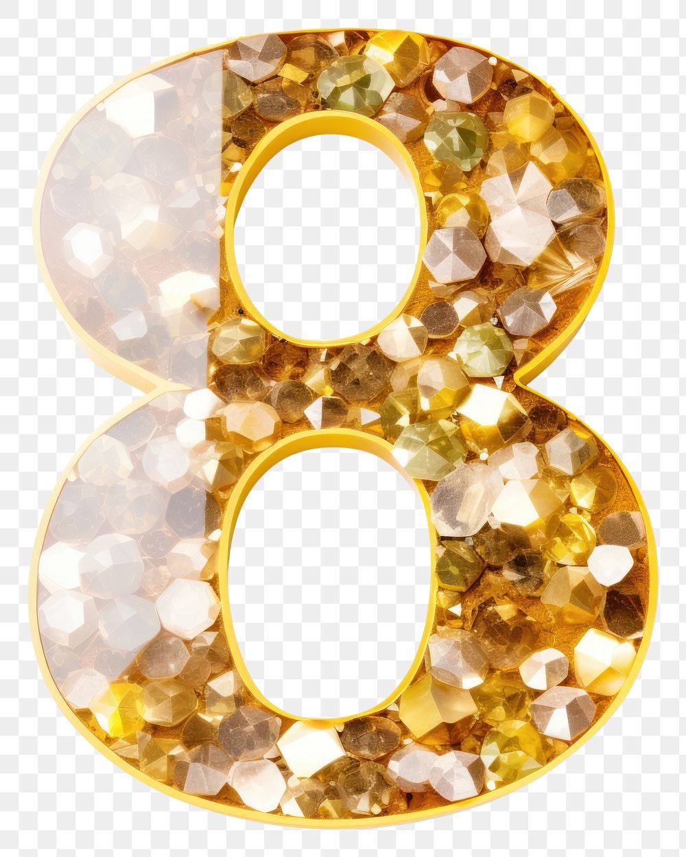 PNG Glitter number letter 8 jewelry shape white background.