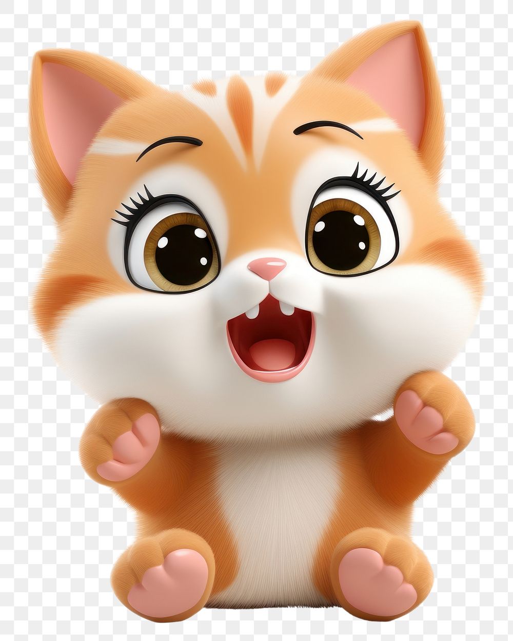 PNG Funny face cat figurine mammal animal.
