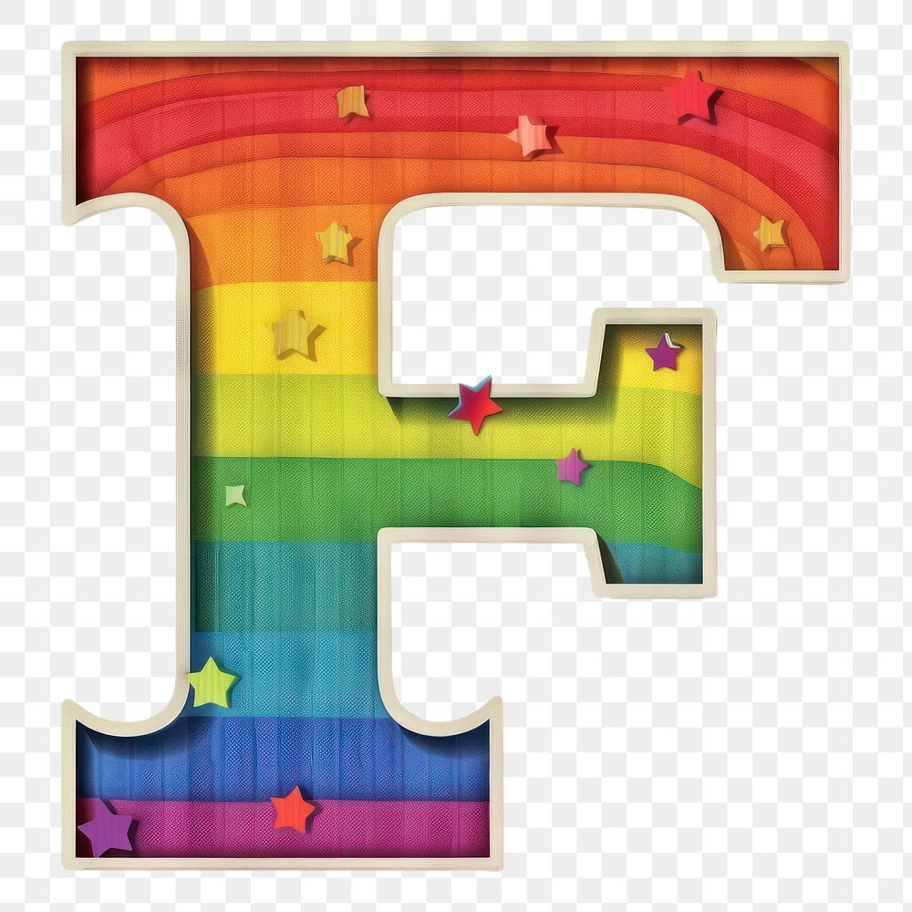 PNG  Rainbow with alphabet F pattern font white background.