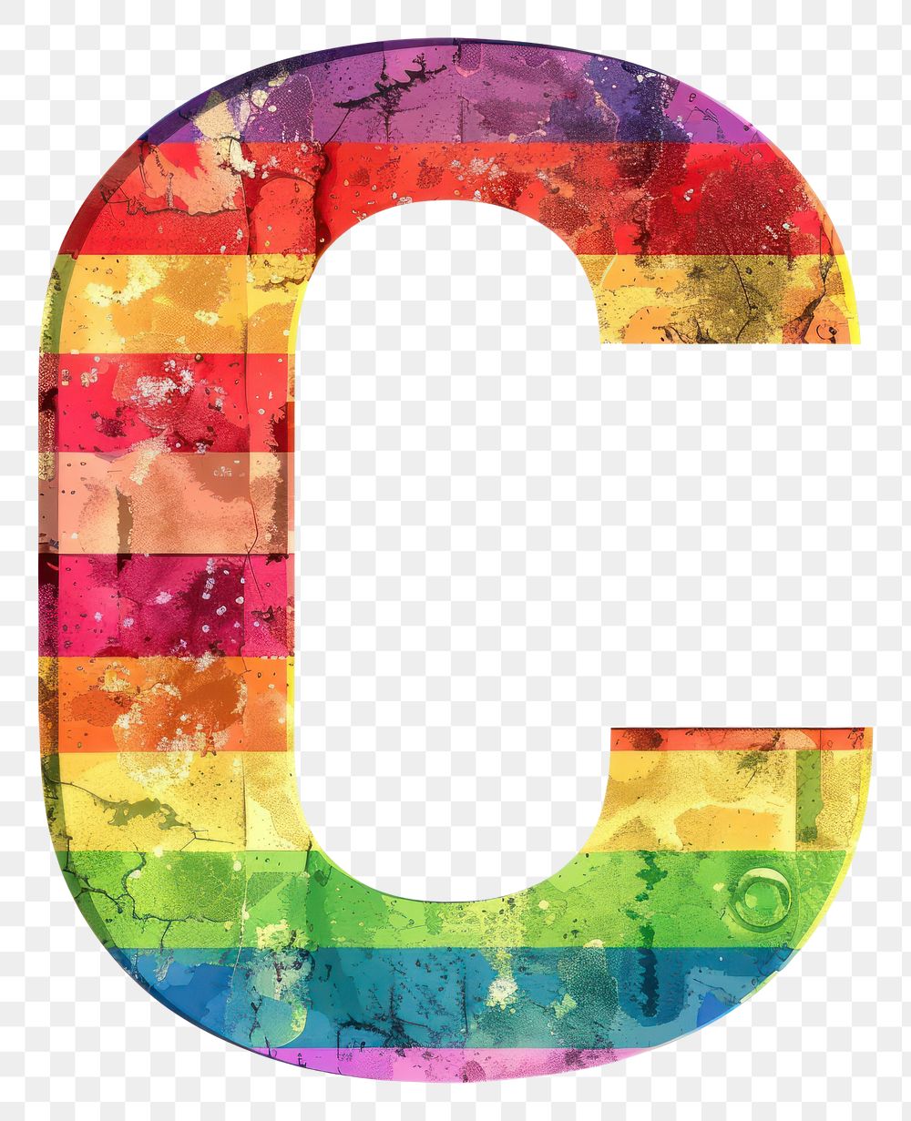 PNG  Rainbow with alphabet C pattern number font.