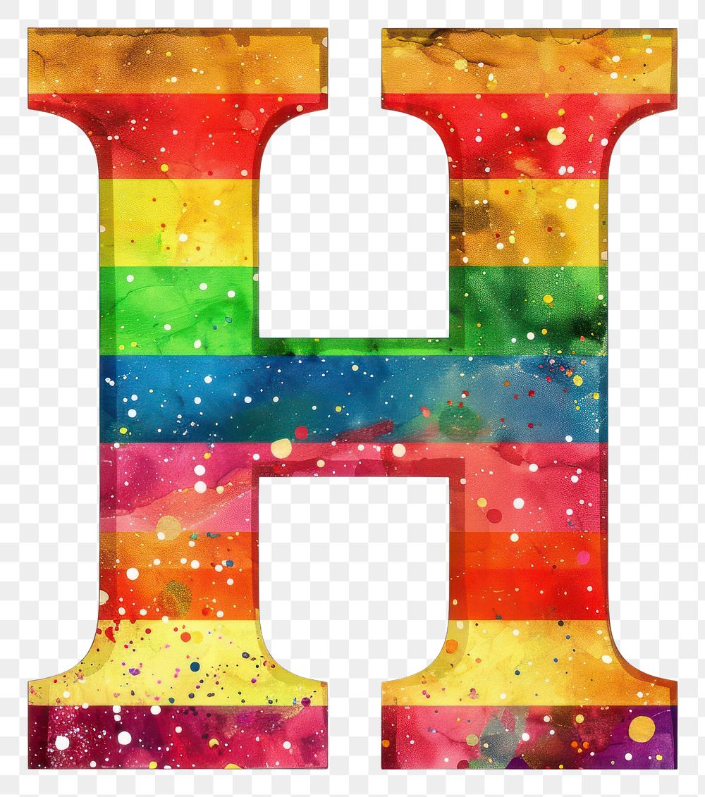 PNG  Rainbow with alphabet H pattern font text.