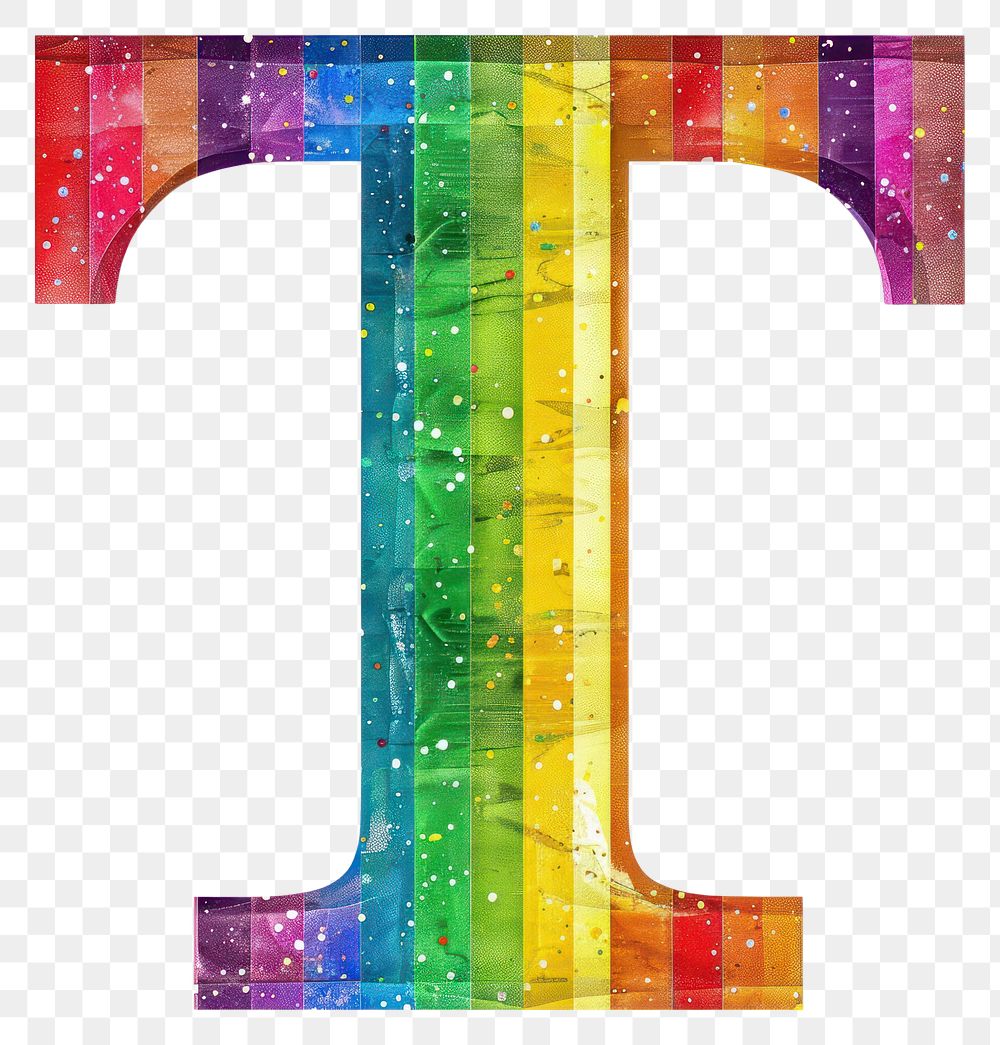 PNG  Rainbow with alphabet T pattern font white background.