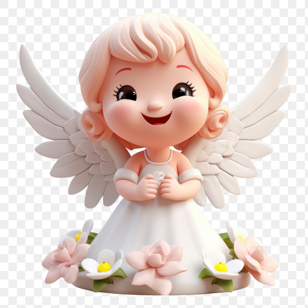 PNG Happy angel statue cute doll toy.