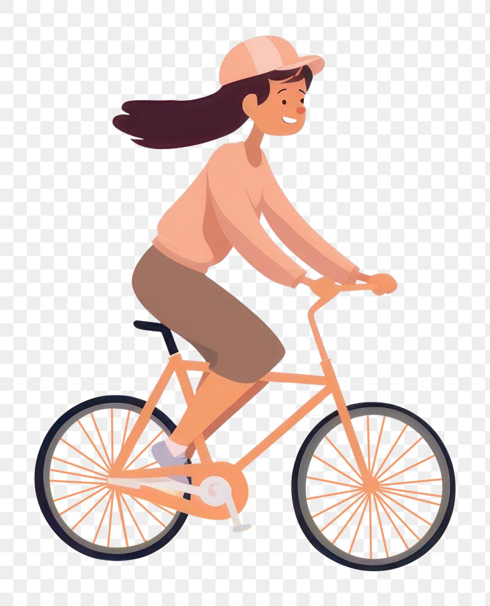 PNG  Girl teenager cycling illustration bicycle vehicle cartoon.