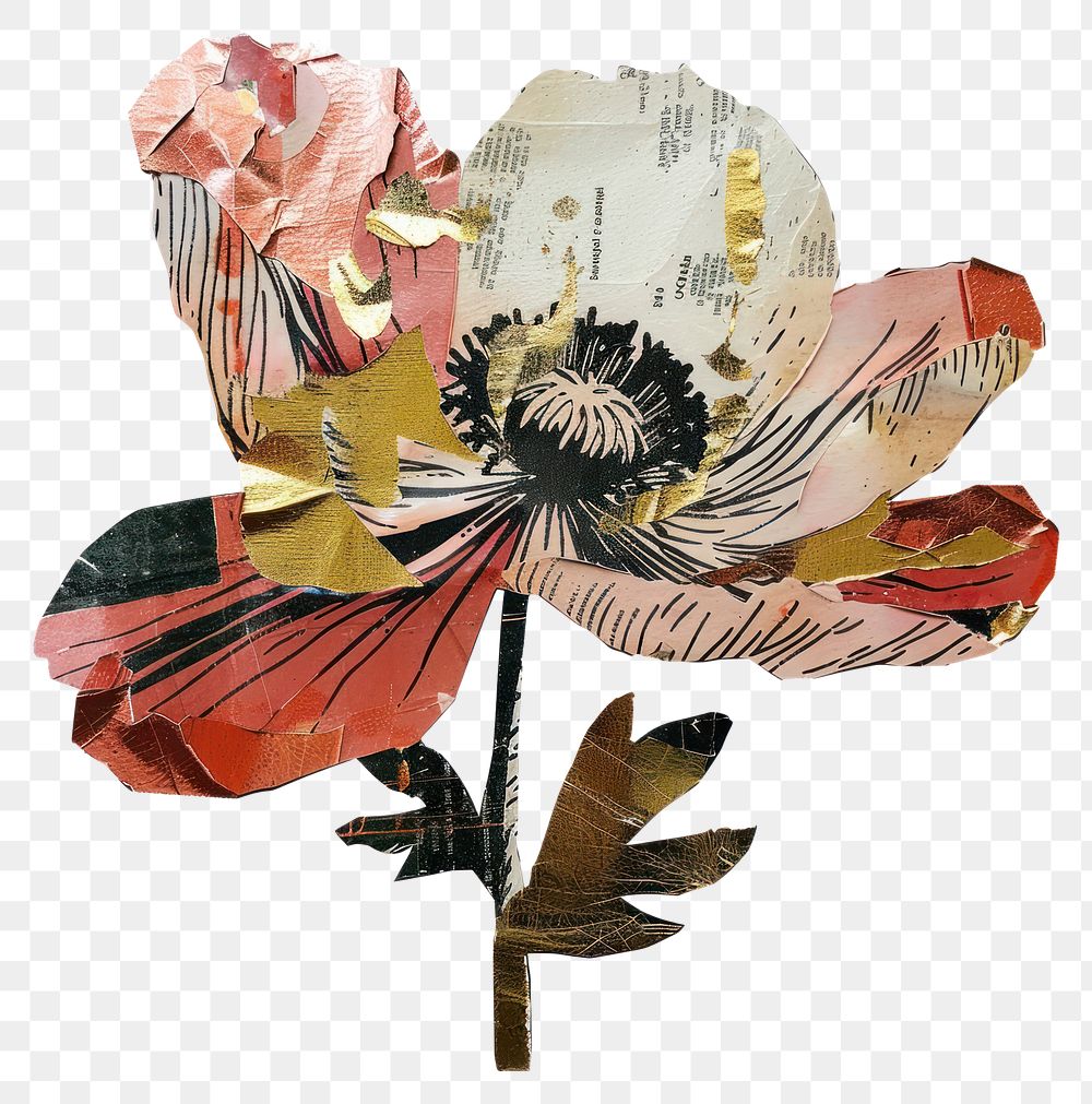 PNG Poppy shape collage cutouts flower plant leaf