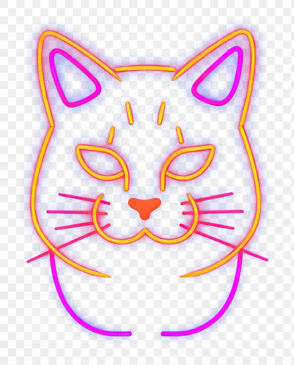 PNG Cat icon neon purple light.