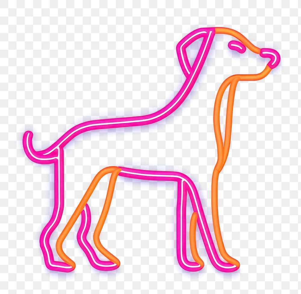 PNG Dog icon neon purple line.