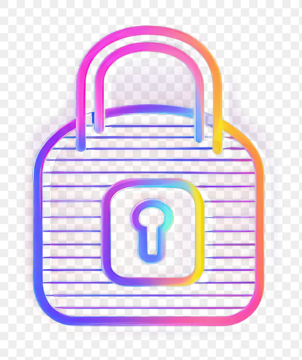 PNG Lock icon security line neon.