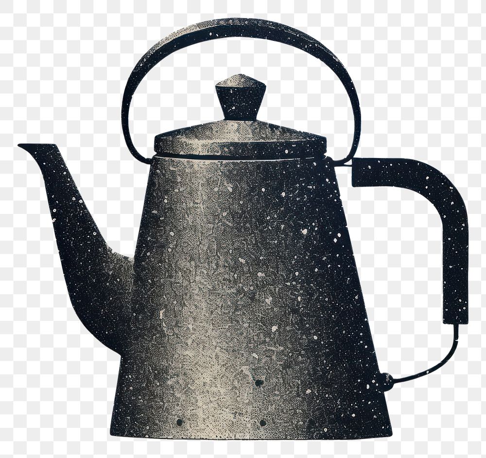 PNG Silkscreen of a kettle teapot refreshment monochrome.